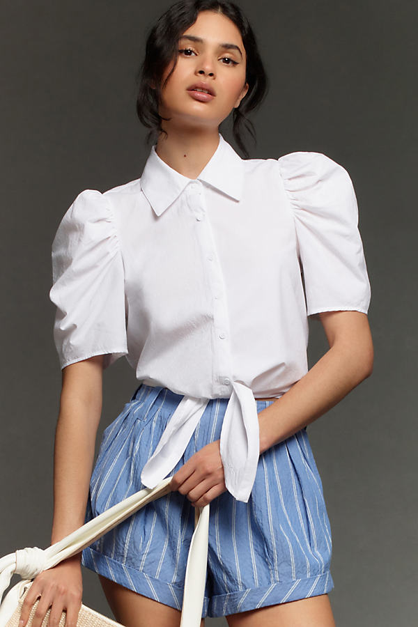 Bishop + Young Rosetta Tie-front Top In White