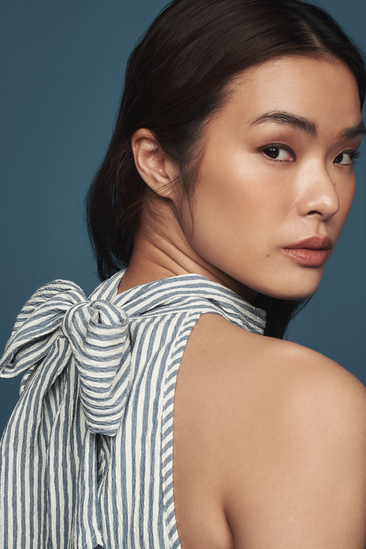 Bishop + Young High-Neck Sleeveless Wrap-Tie Blouse