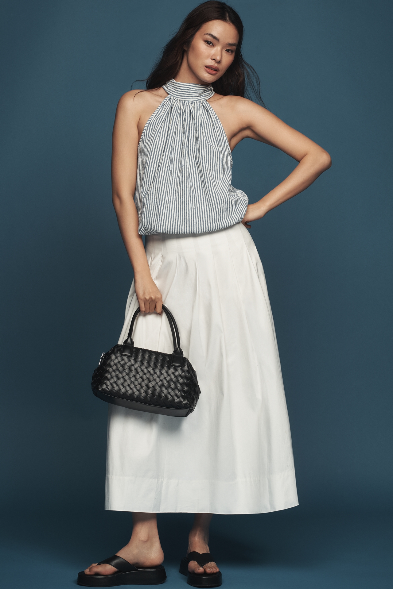 Bishop + Young High-Neck Sleeveless Wrap-Tie Blouse