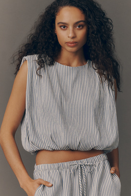 Bishop + Young Seraphina Stripe Bubble Top In Blue