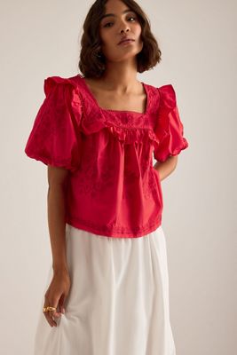 pilcro short-sleeve ruffled midi shirt dress Pilcro Short-Sleeve Ruffled Midi Shirt Dress In Light Denim - 70% Off