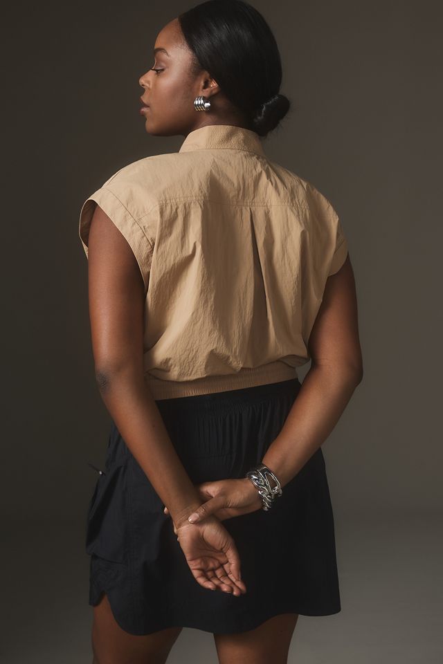 By Anthropologie Short-Sleeve Drawstring Popover Top #6