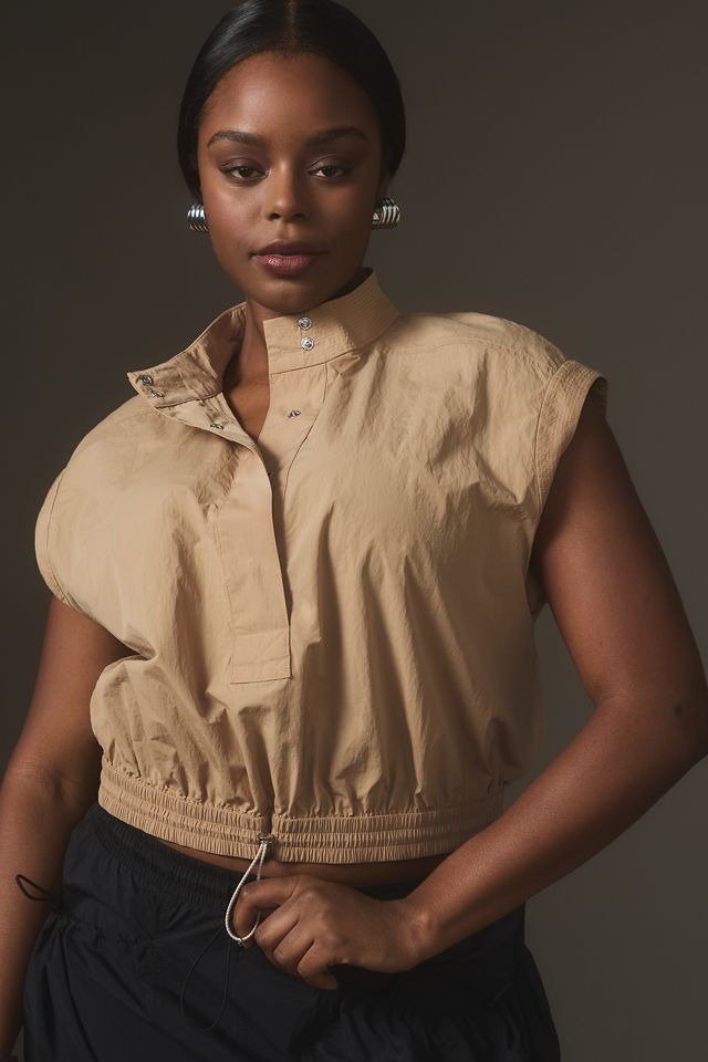 By Anthropologie Short-Sleeve Drawstring Popover Top #8