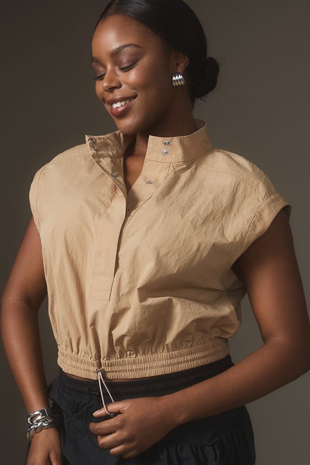 By Anthropologie Short-Sleeve Drawstring Popover Top #5