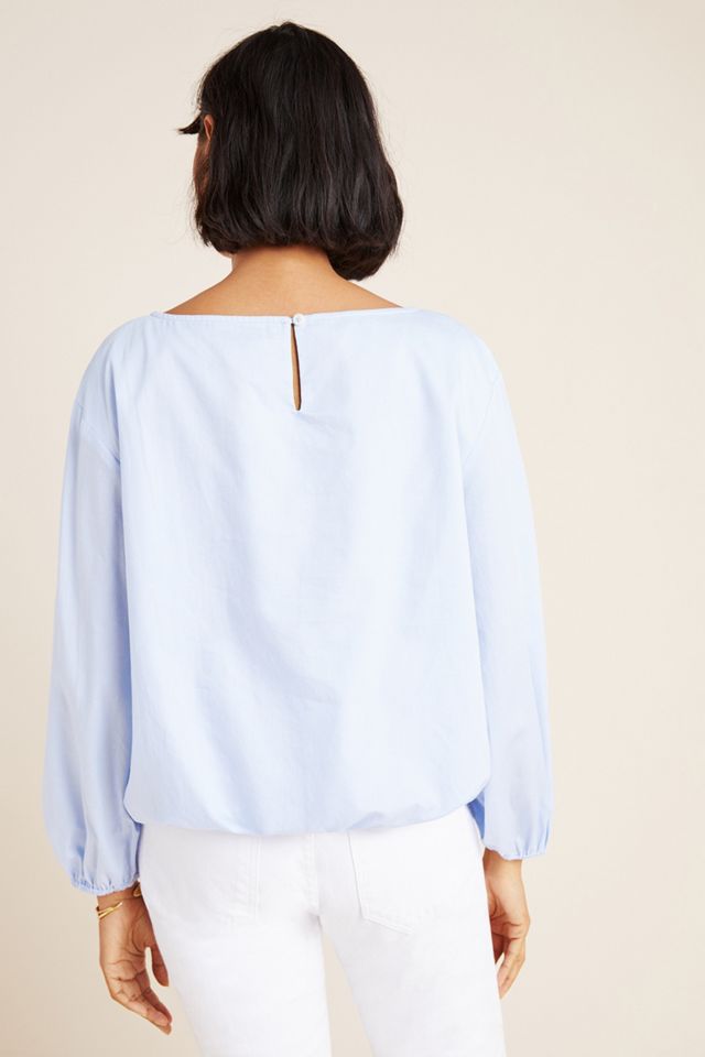 Maeve Dara Puff-Sleeved Poplin Blouse #1