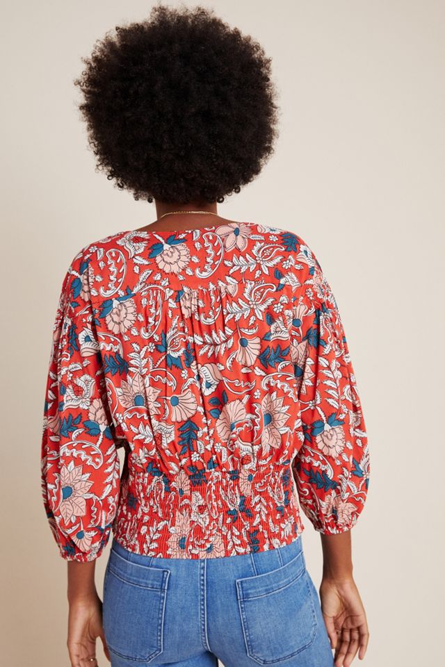 Maeve Odette Smocked Blouse #1