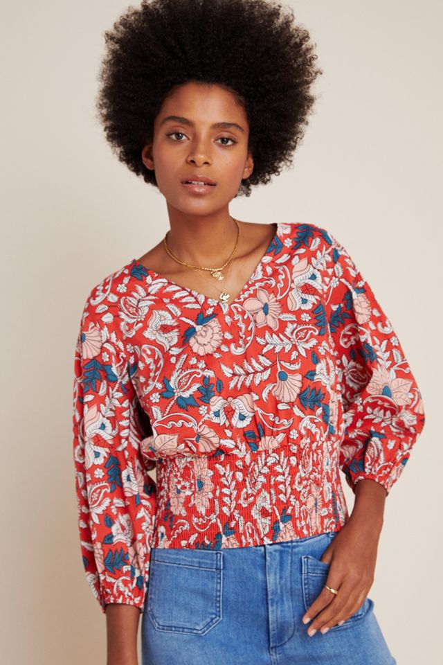 Maeve Odette Smocked Blouse #2