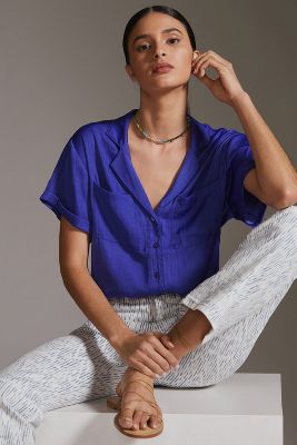 Anthropologie By  Classic Surf Shirt In Blue