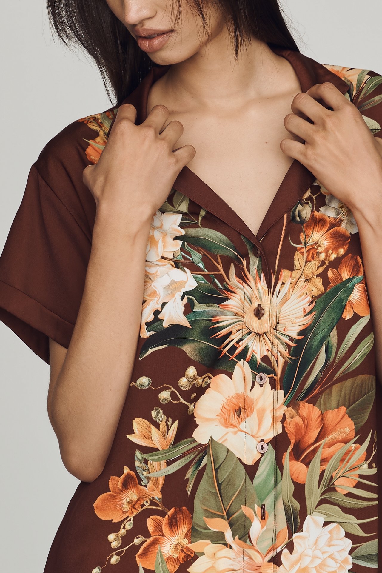 Brenna Short-Sleeve Buttondown Shirt