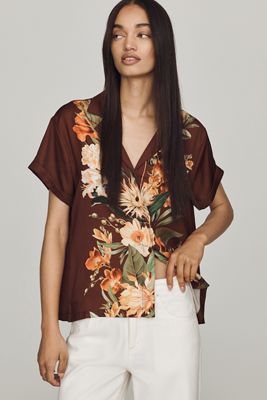Brenna Short-Sleeve Buttondown Shirt