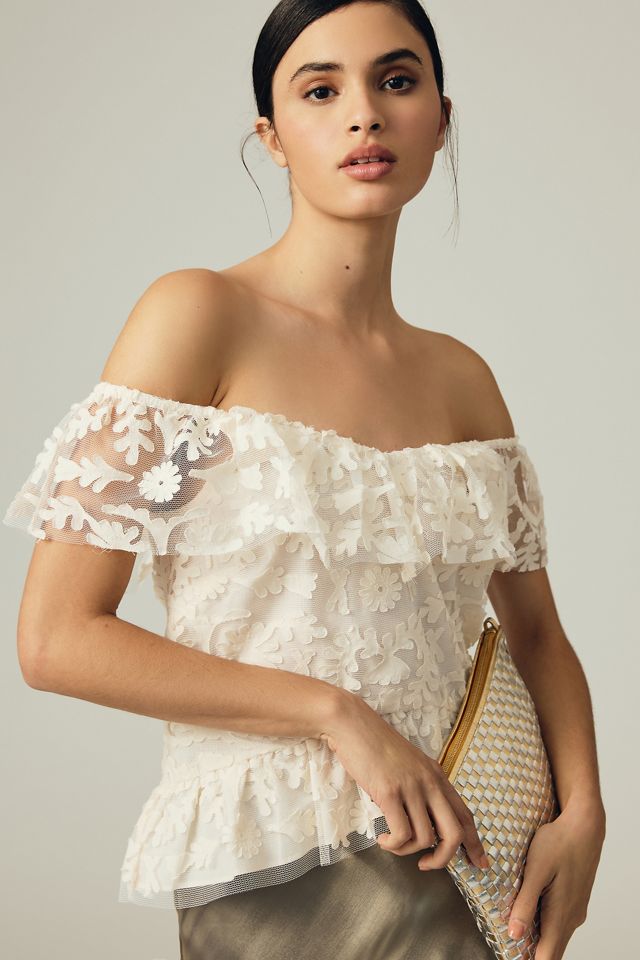 By Anthropologie Textured Off-The-Shoulder Blouse #1