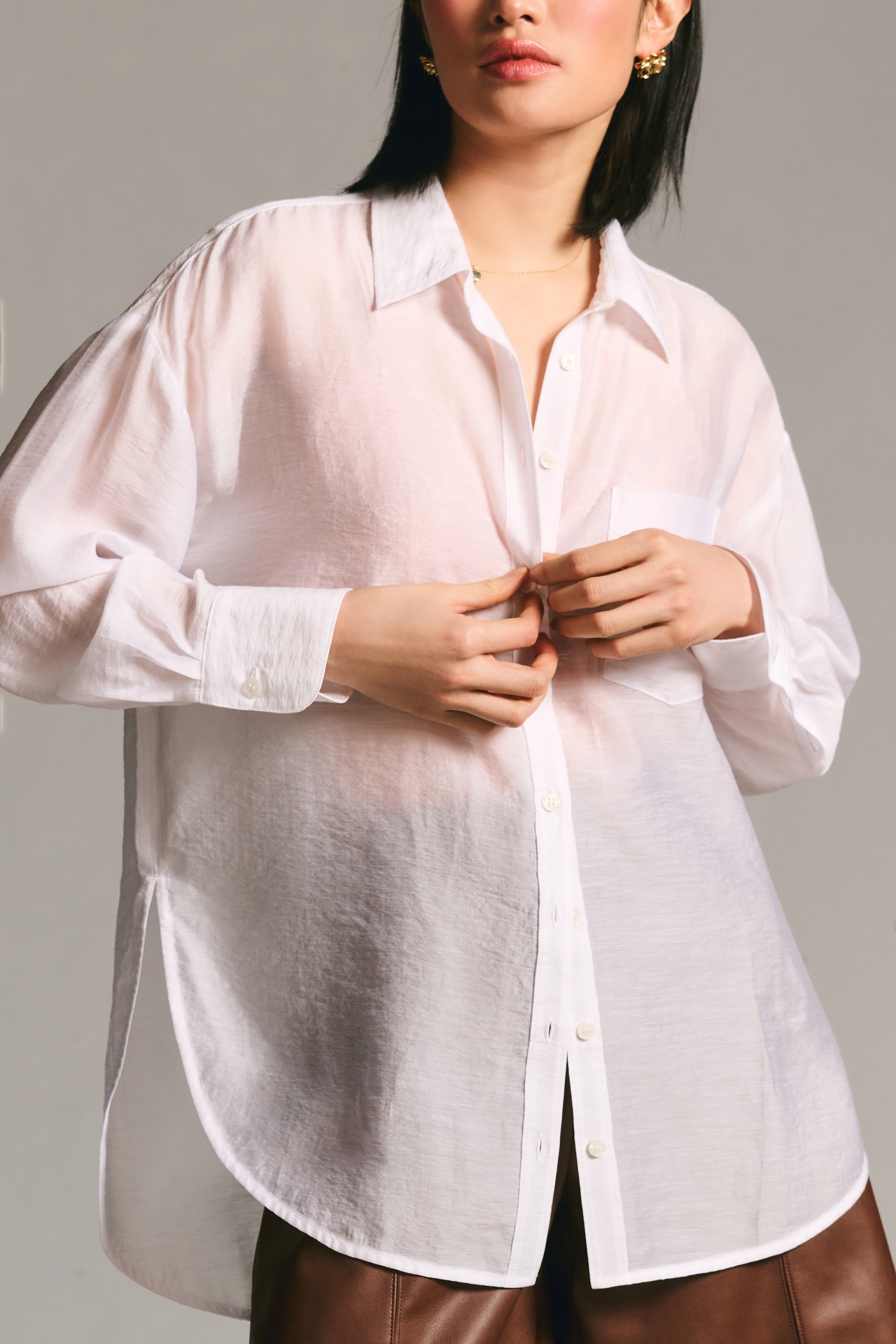 The Bennet Buttondown Shirt by Maeve: Sheer Edition