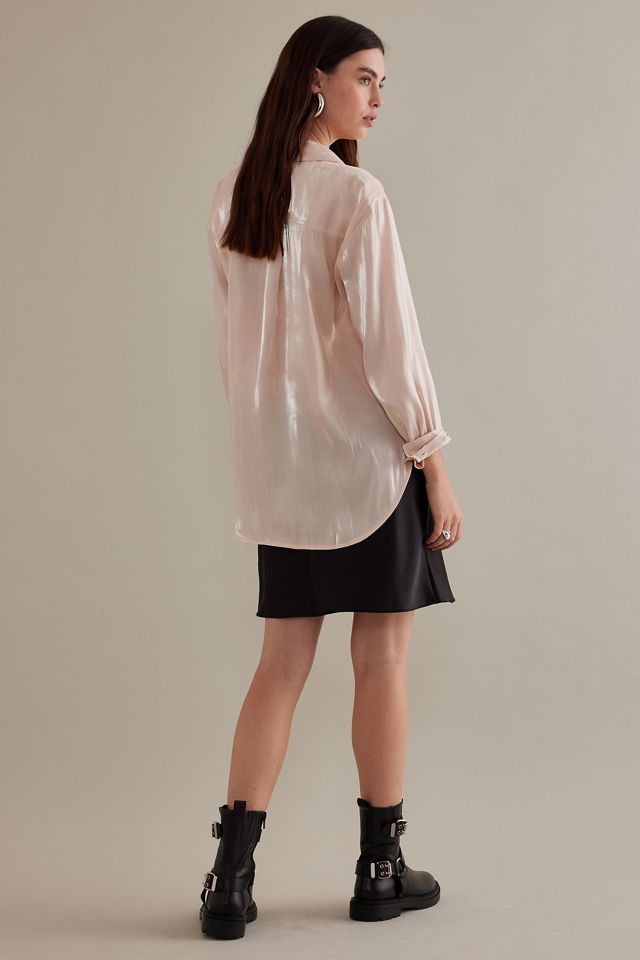 By Anthropologie Silky Iridescent Buttondown Shirt #4