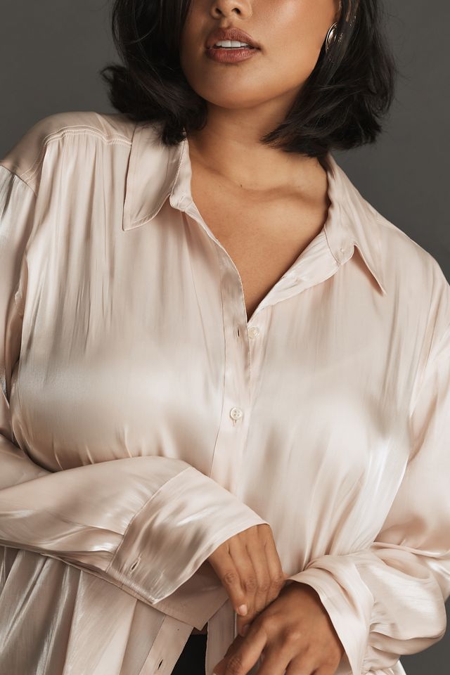 By Anthropologie Silky Iridescent Buttondown Shirt #8