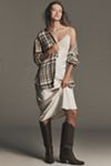By Anthropologie Long-Sleeve Ruched Mesh Midi Dress