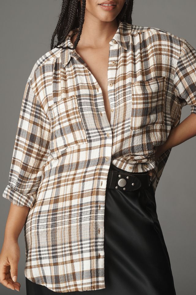 The Hadley Relaxed Plaid Buttondown Shirt by Pilcro​ #7