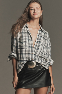 Pilcro The Hadley Relaxed Buttondown Shirt By U200b In Gray