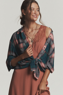 Pilcro The Hadley Relaxed Buttondown Shirt By U200b In Blue