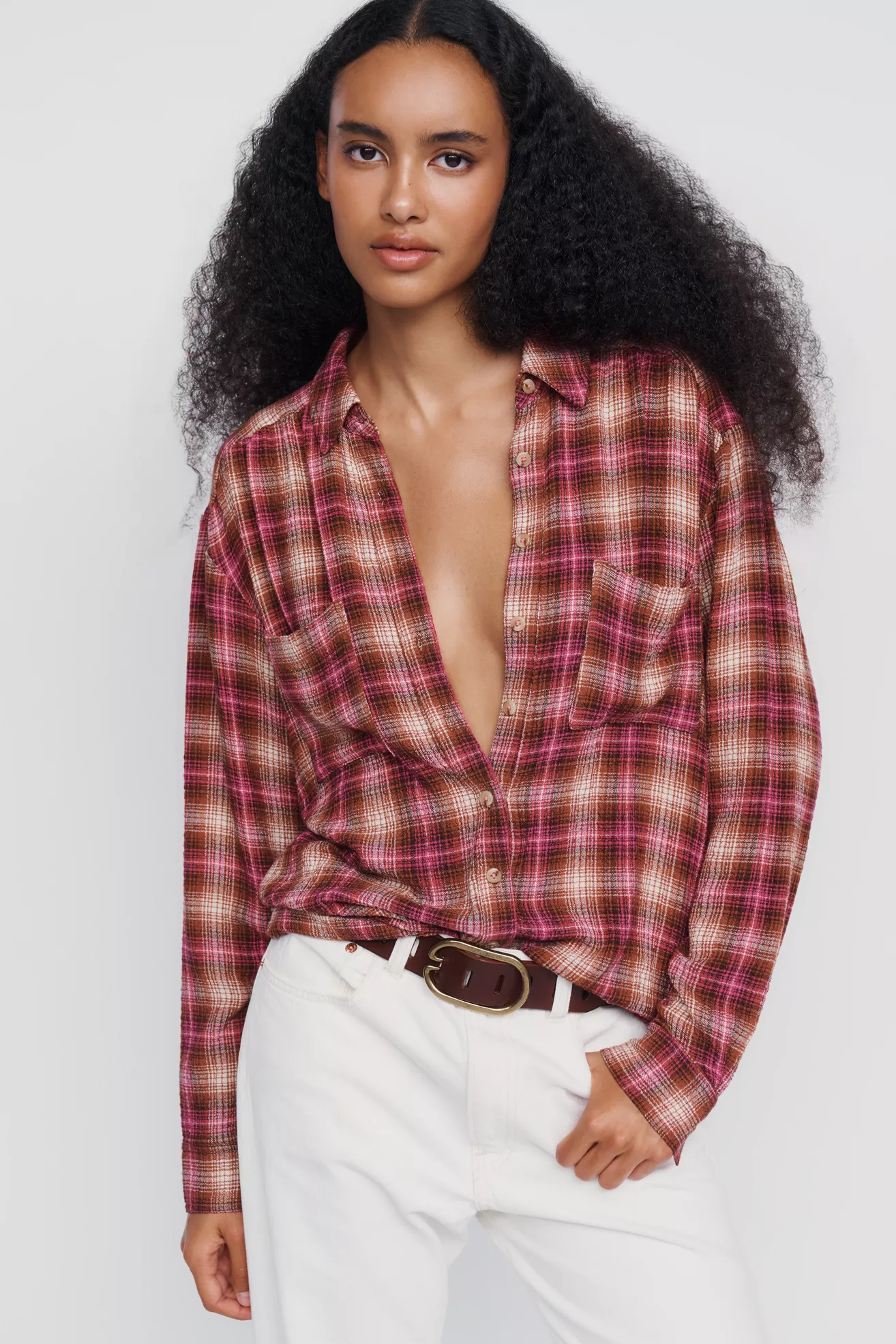 Pilcro Hadley Relaxed Plaid Buttondown Shirt