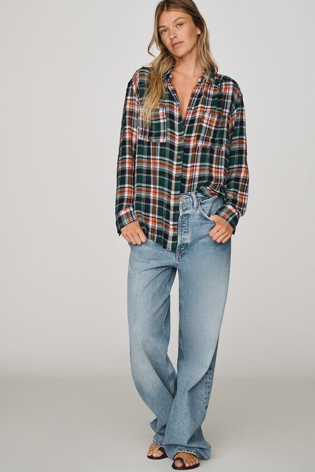 Pilcro Hadley Relaxed Plaid Buttondown Shirt #3