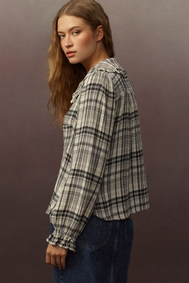 The Keira Collared Button-Front Blouse by Pilcro: Long-Sleeve Plaid Edition #1