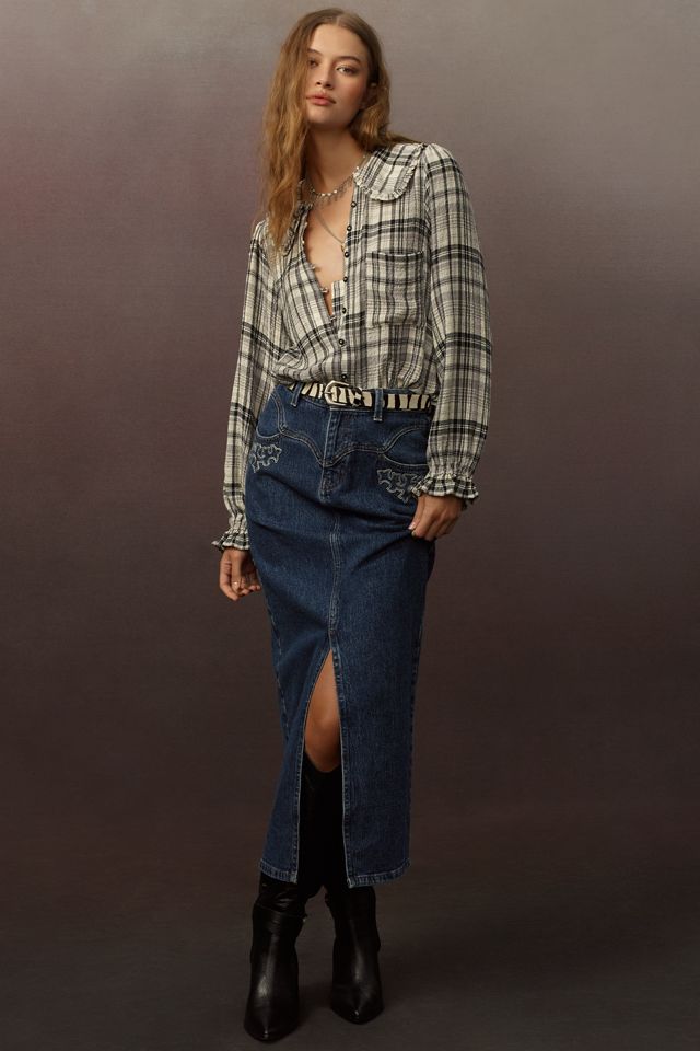 The Keira Collared Button-Front Blouse by Pilcro: Long-Sleeve Plaid Edition #2