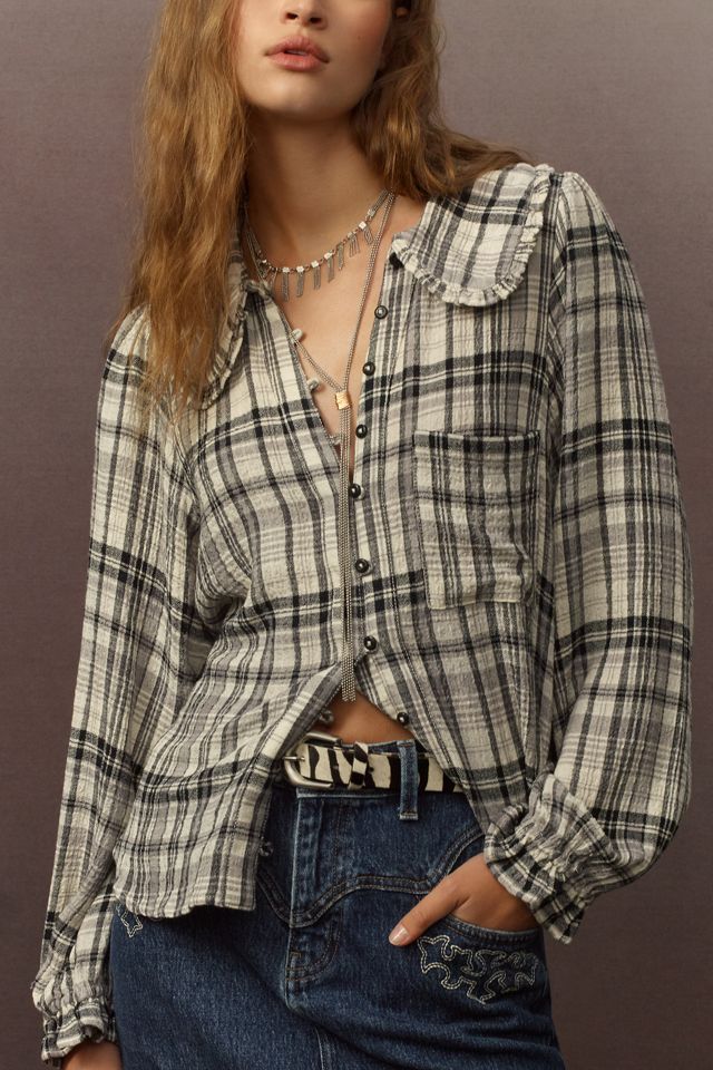 The Keira Collared Button-Front Blouse by Pilcro: Long-Sleeve Plaid Edition #3