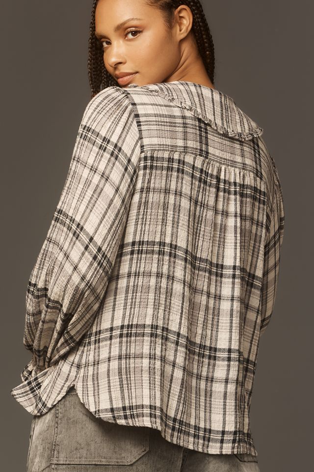 The Keira Collared Button-Front Blouse by Pilcro: Long-Sleeve Plaid Edition #5