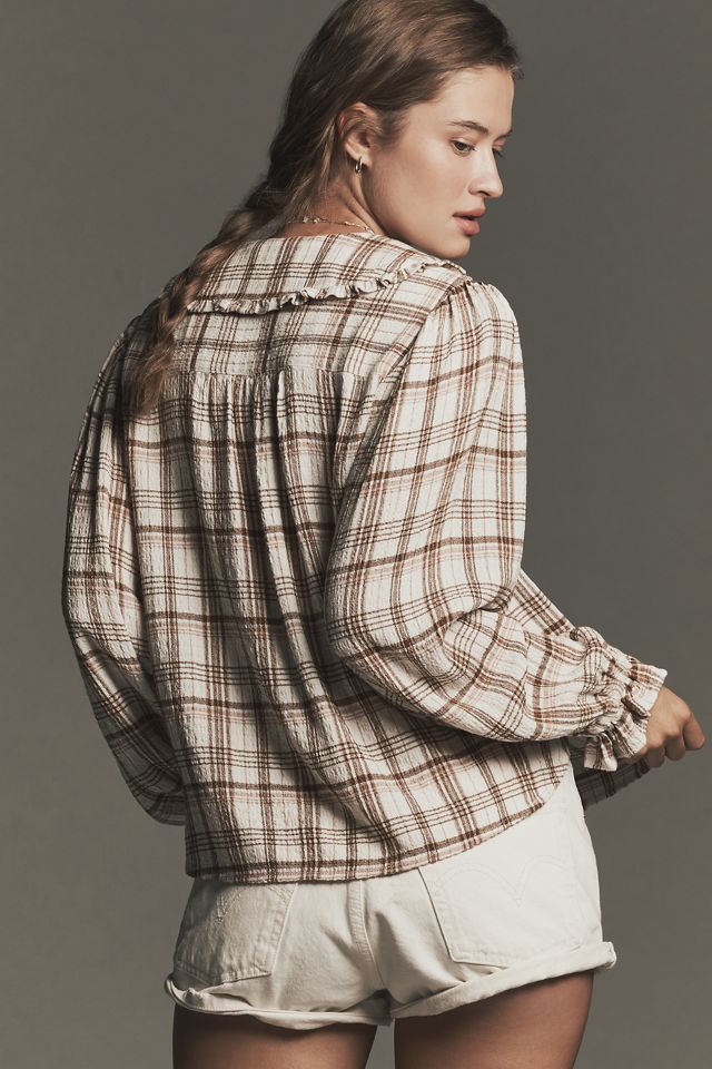 The Keira Long-Sleeve Plaid Blouse by Pilcro #1