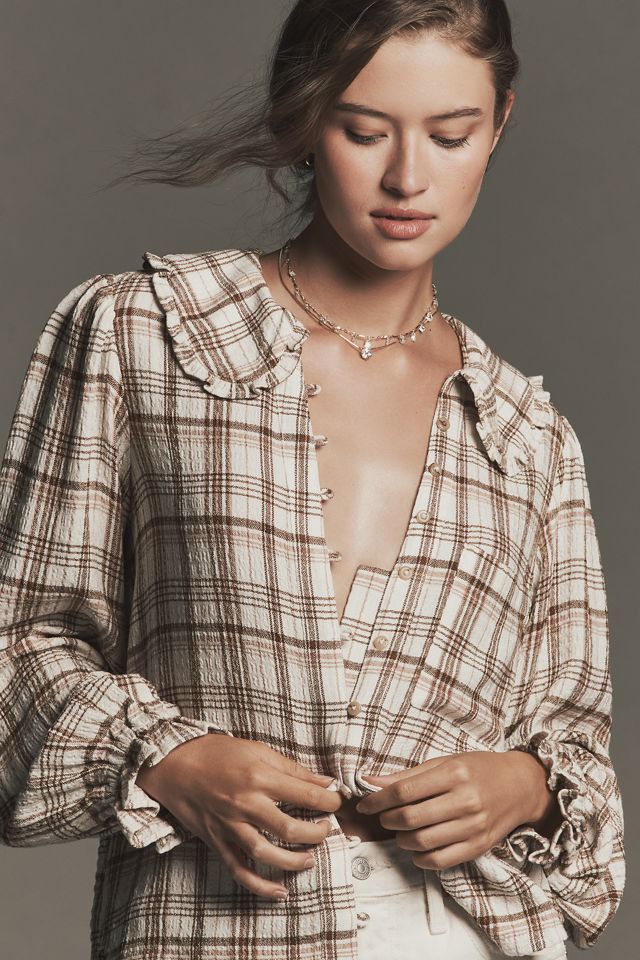 The Keira Long-Sleeve Plaid Blouse by Pilcro #3