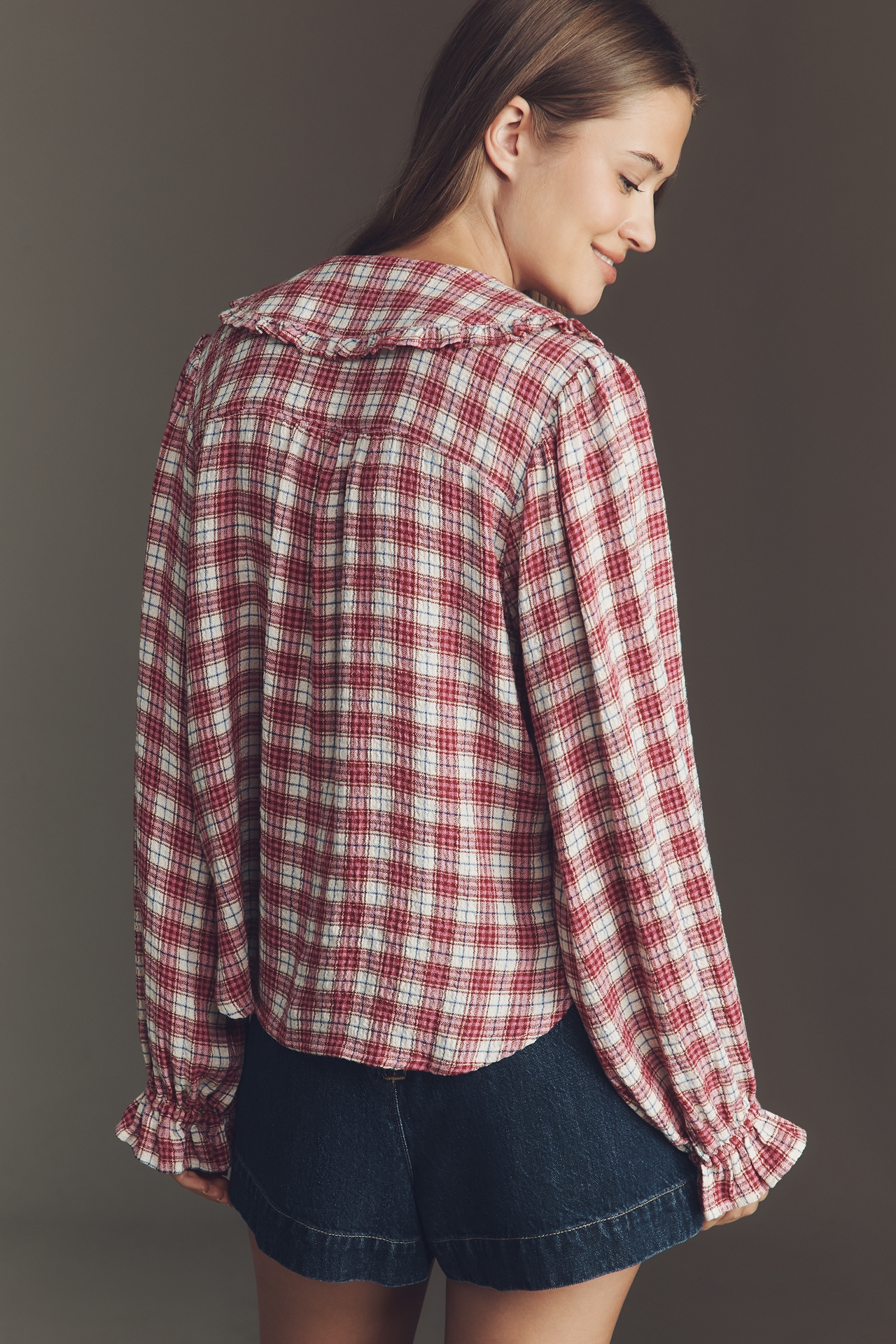 The Keira Long-Sleeve Plaid Blouse by Pilcro