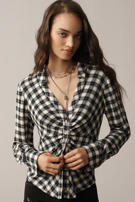 Pilcro The Keaton Ruched Collared Blouse By  In Multi