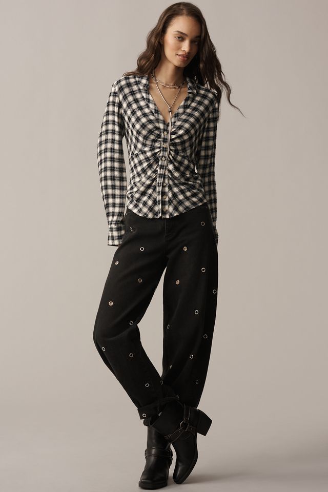 The Keaton Ruched Collared Blouse by Pilcro #2