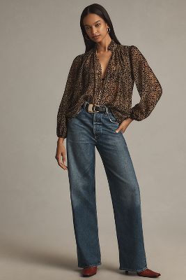 By Anthropologie The Estela Sheer Printed Blouse: Burnout Edition In Multicolor