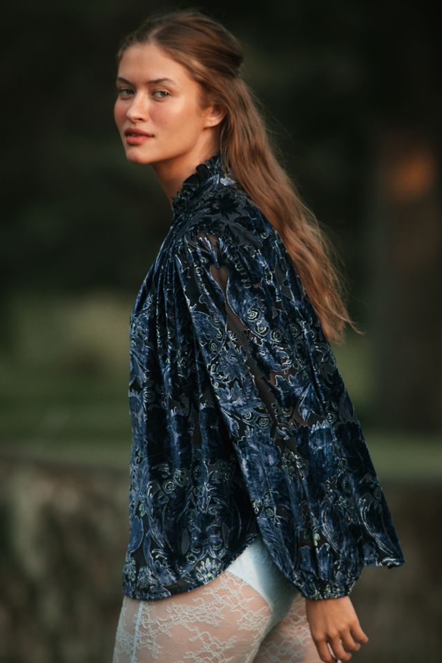 The Estela Burnout Sheer Printed Blouse #1