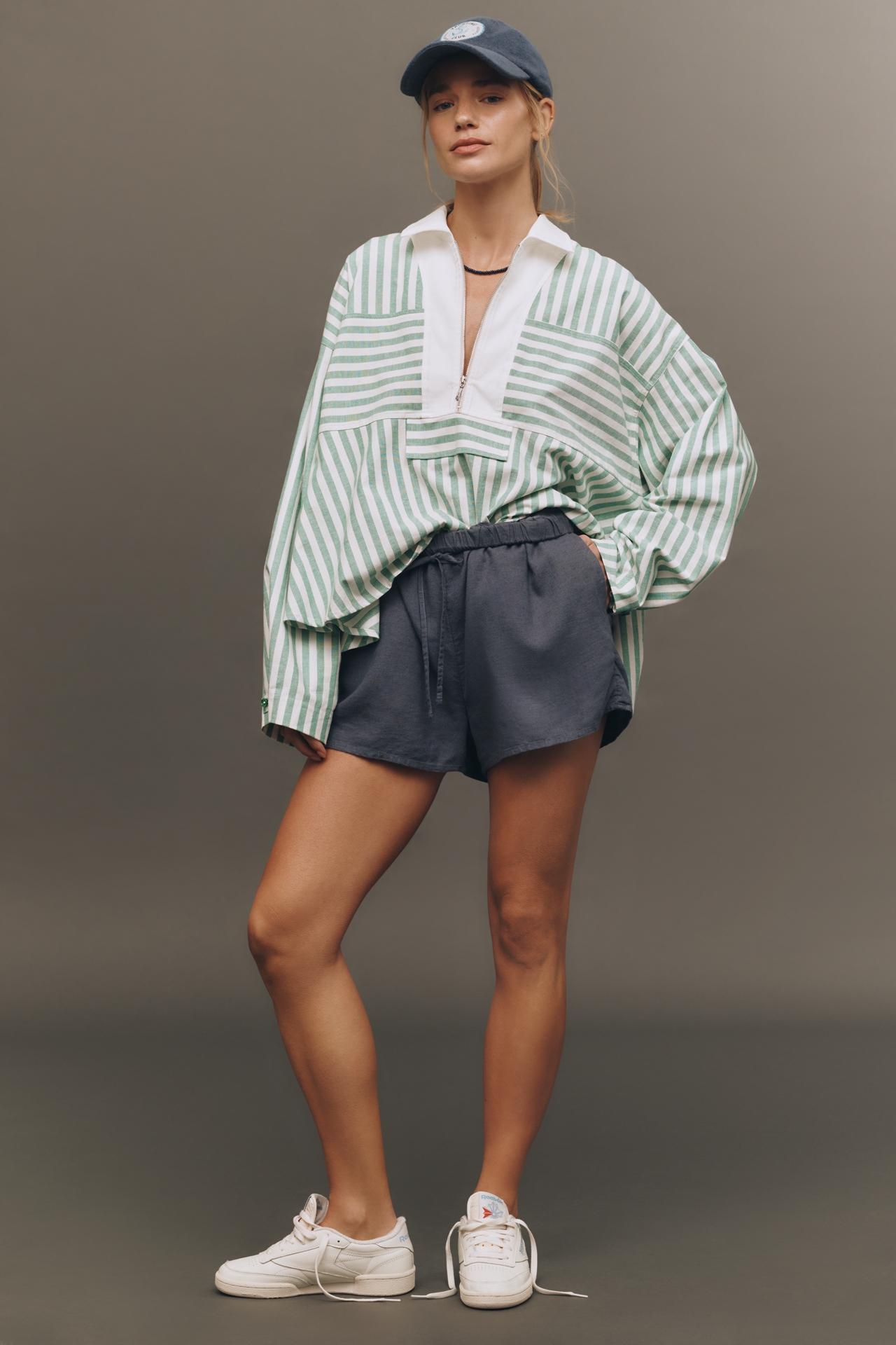Maeve Half-Zip Long-Sleeve Swing Top
