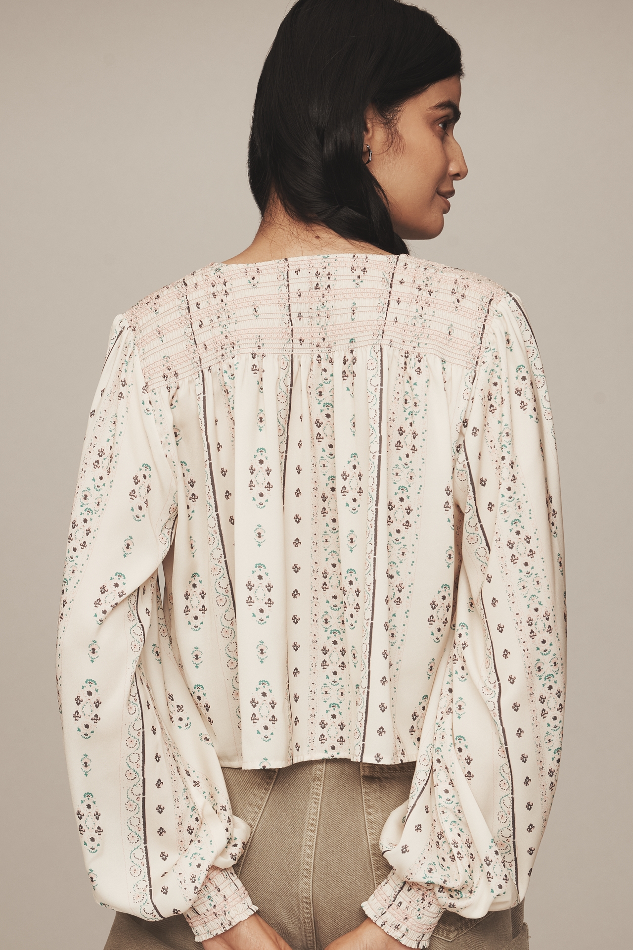 By Anthropologie Blouson Sleeve V-Neck Top