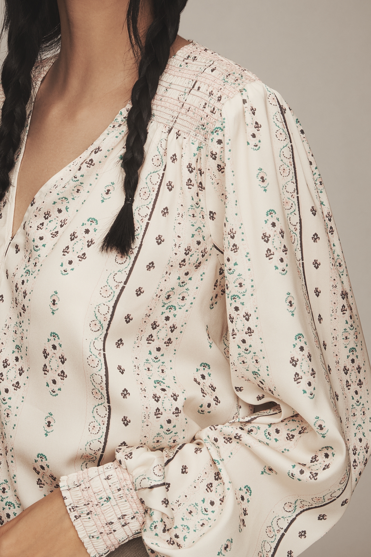 By Anthropologie Blouson Sleeve V-Neck Top