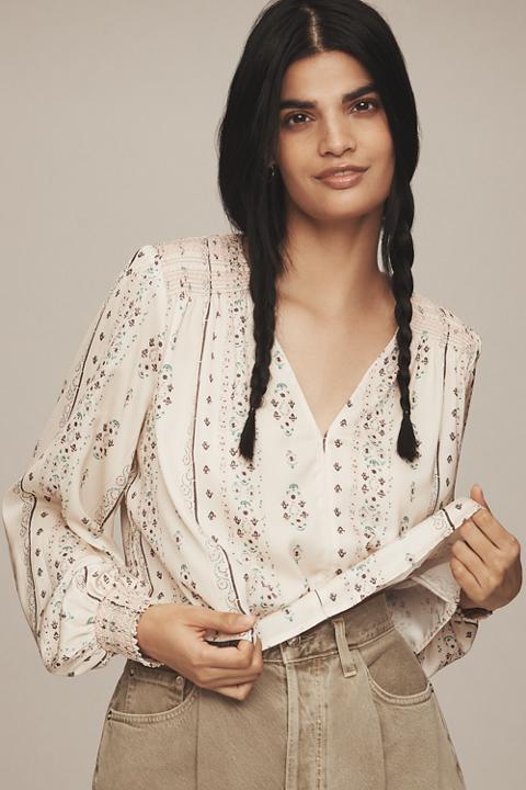 By Anthropologie Blouson Sleeve V-Neck Top
