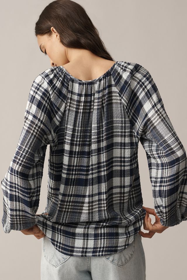 Pilcro Scoop-Neck Plaid Shirt #1