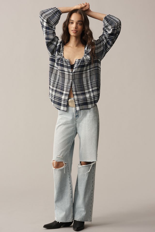 Pilcro Scoop-Neck Plaid Shirt #2