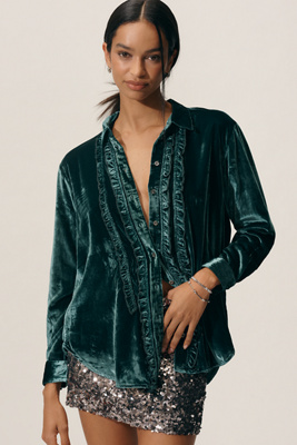 Pilcro Oversized Tuxedo Buttondown Shirt In Green