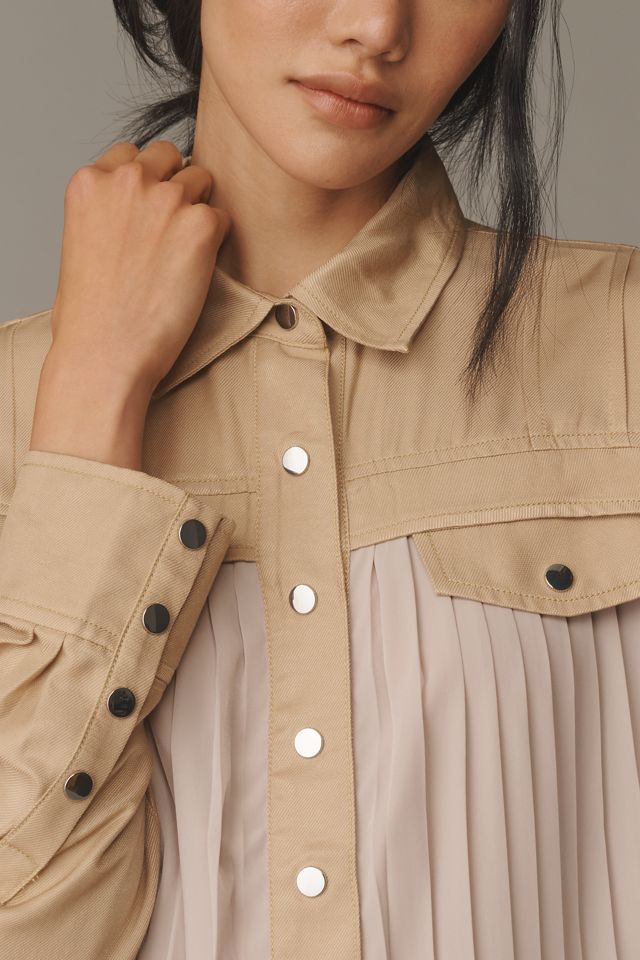 By Anthropologie Pleated Swing Buttondown Shirt #3