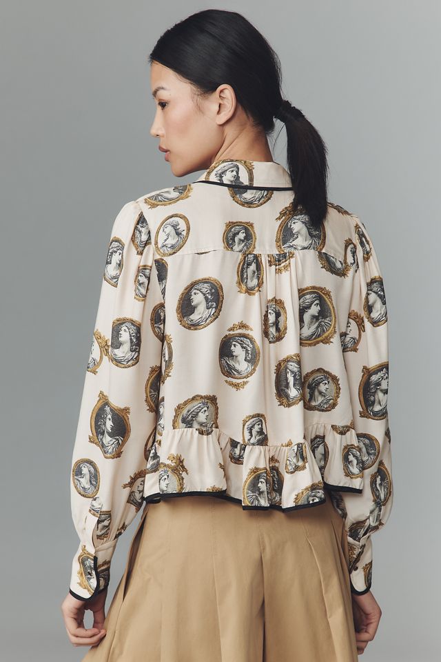 Maeve Silky Ruffle Buttondown Shirt #2