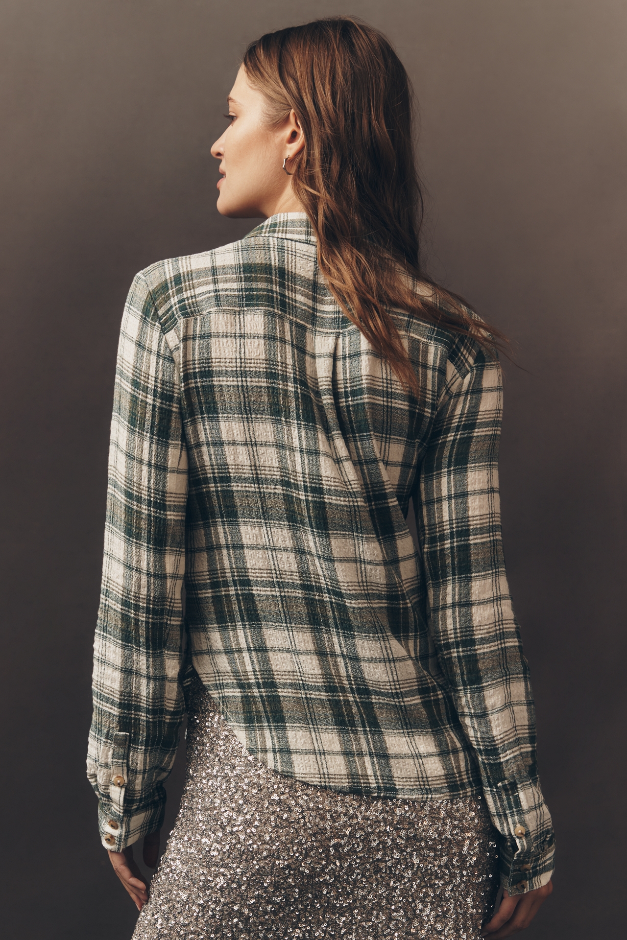 The Tabby Patterned Buttondown Shirt by Pilcro