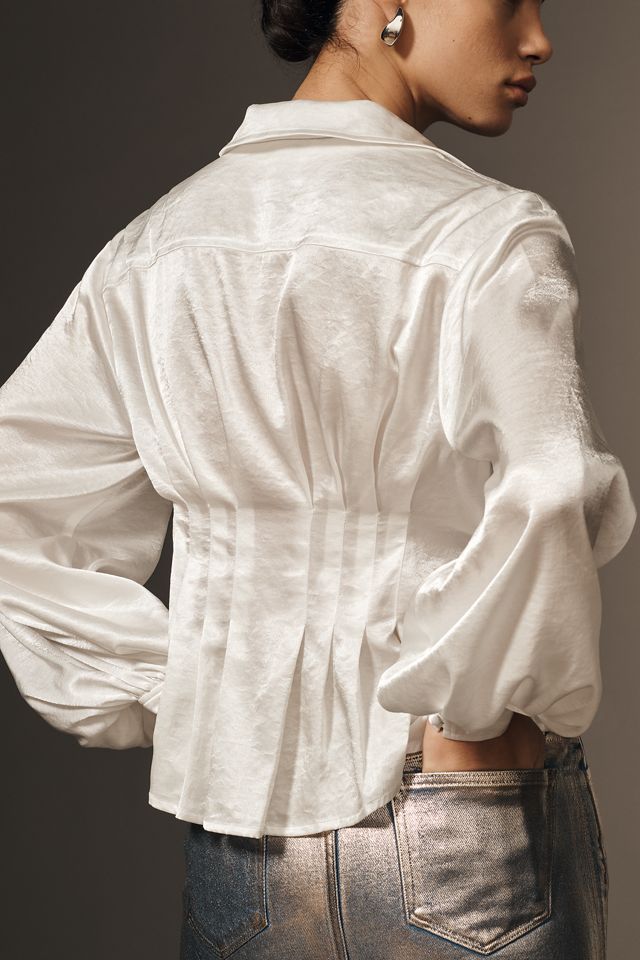 By Anthropologie Long-Sleeve Silky Wrap Top #1