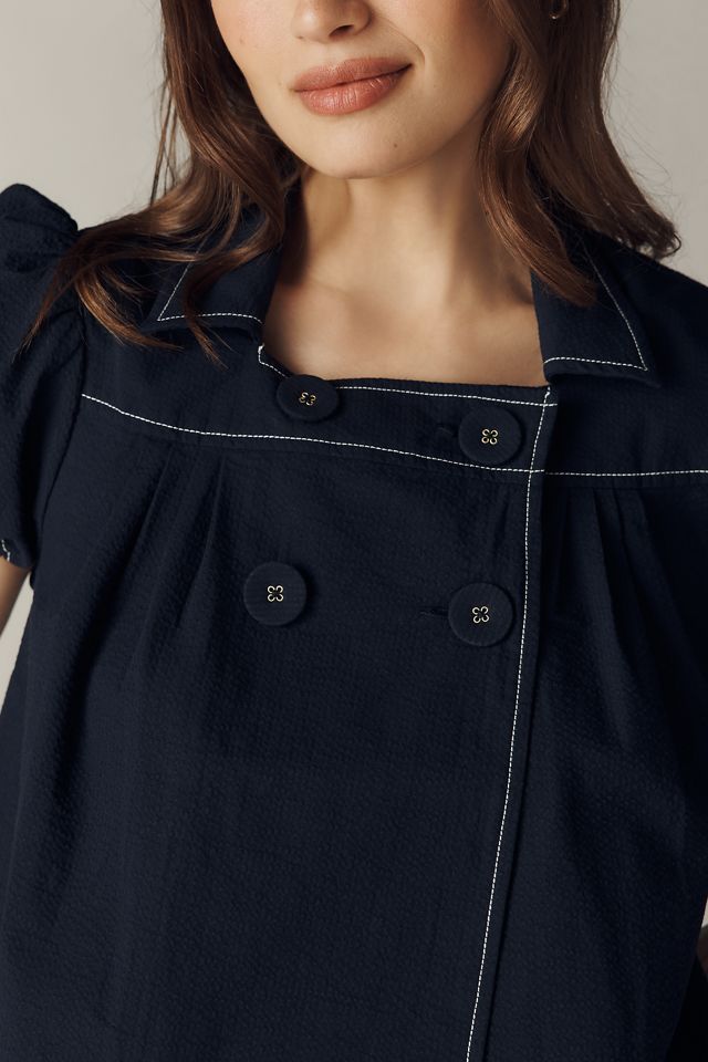 Maeve Puff Sleeve Double-Breasted Top | Anthropologie