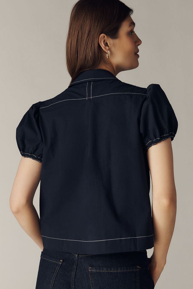 Maeve Puff Sleeve Double-Breasted Top | Anthropologie