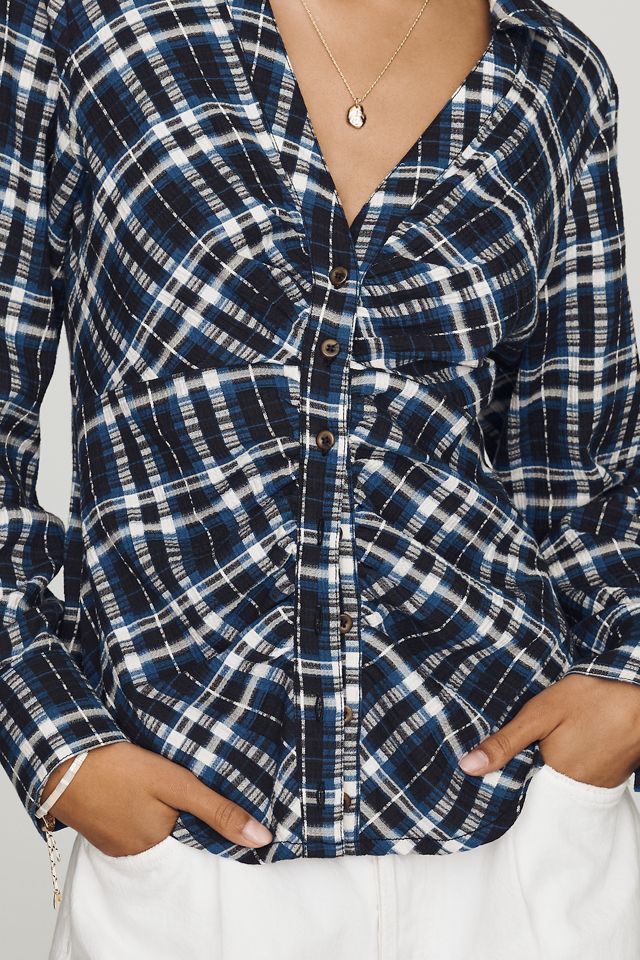 Pilcro Keaton Ruched Buttondown Top #1