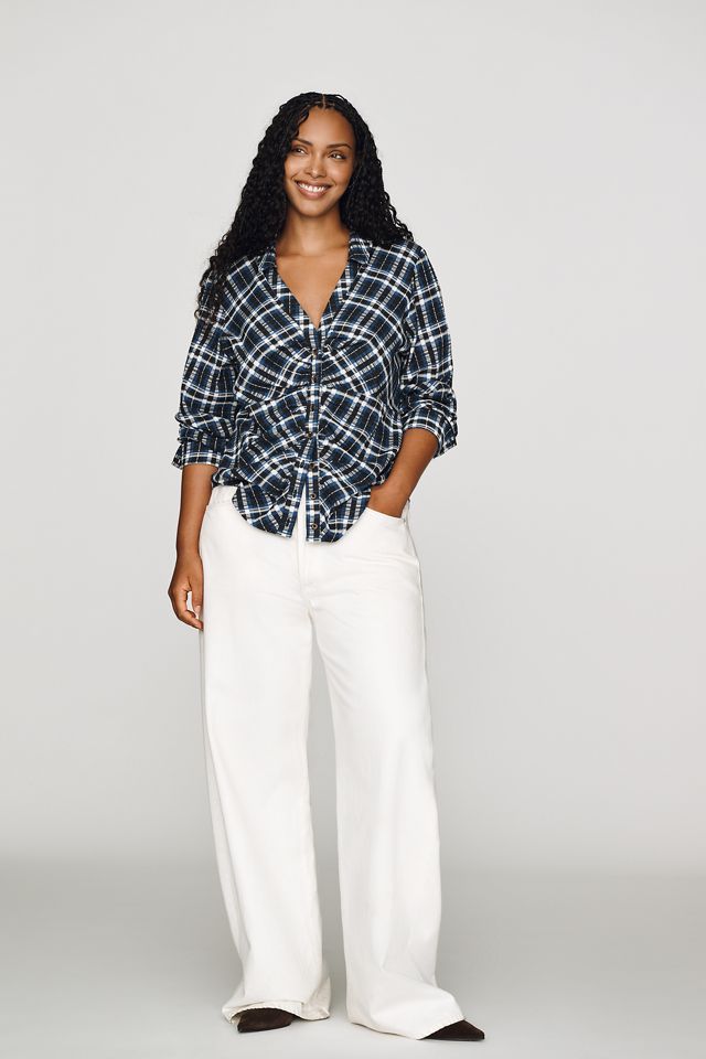 Pilcro Keaton Ruched Buttondown Top #7
